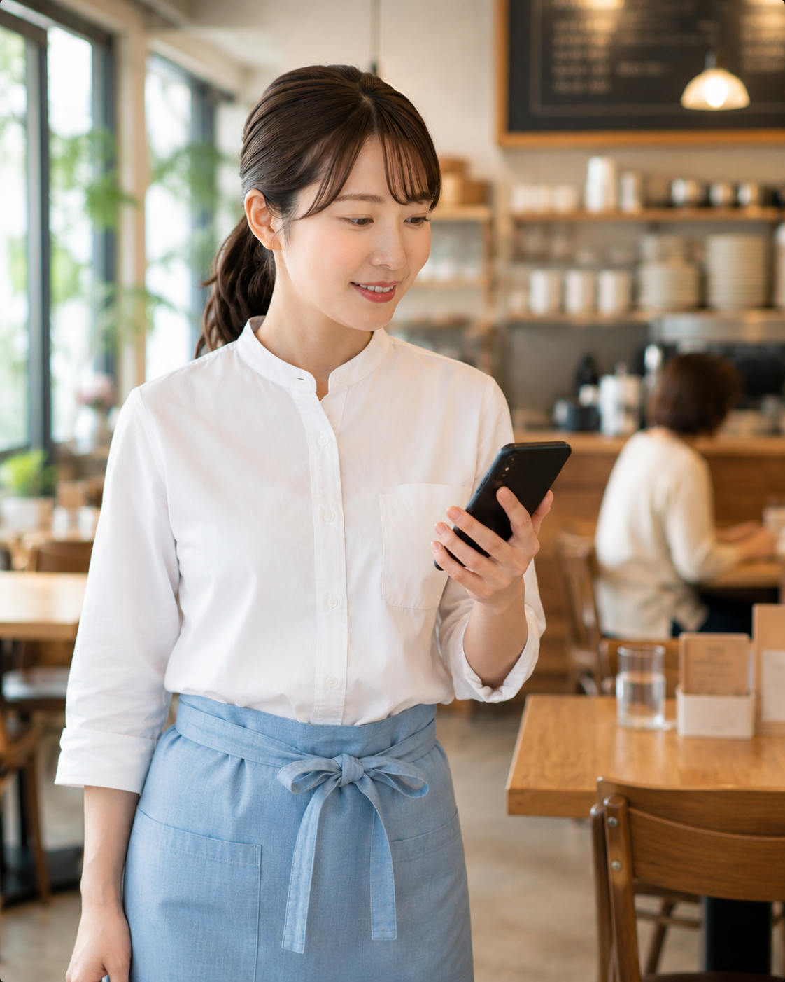 POS モバイルアプリを操作するスタッフ
